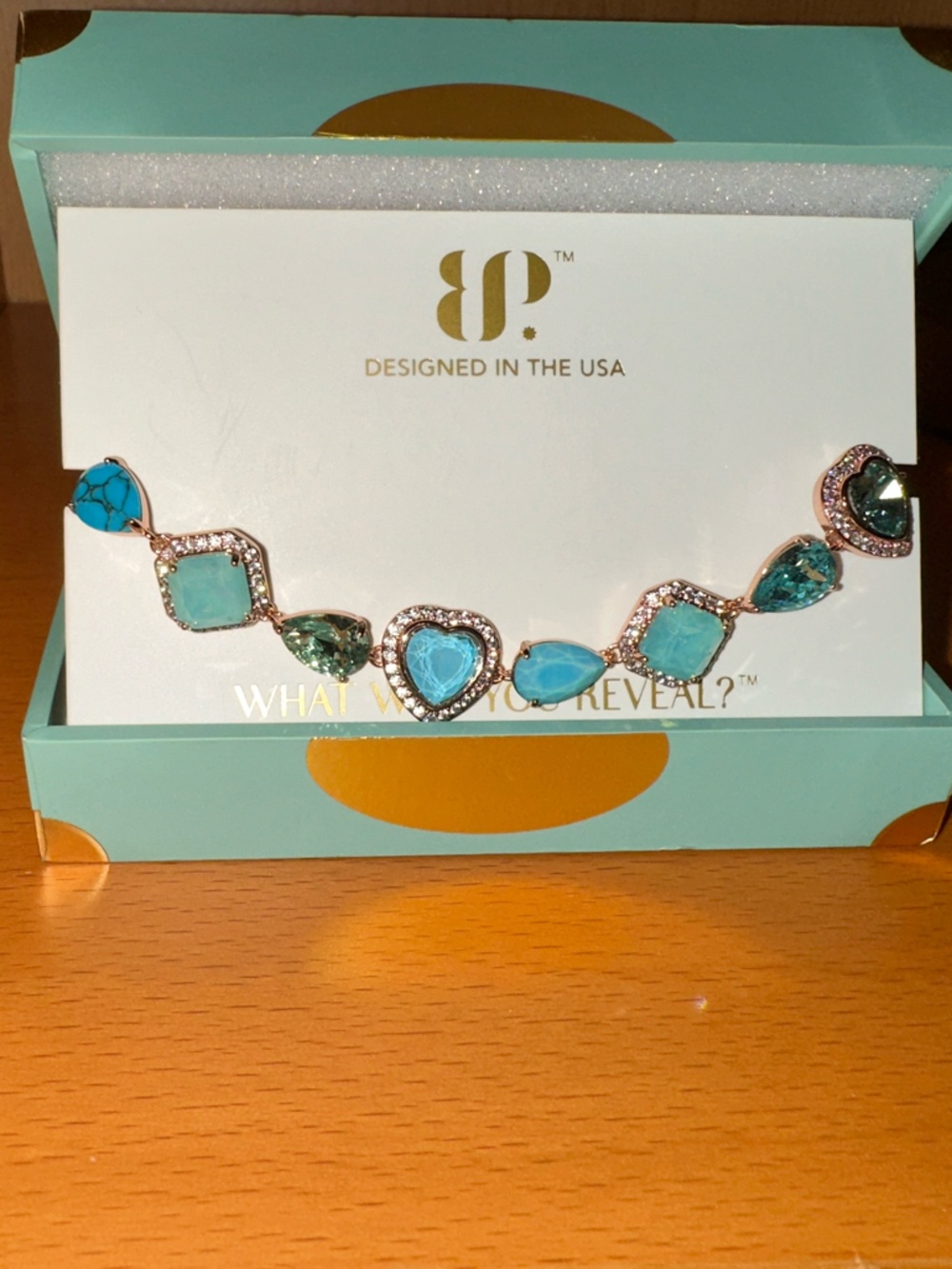 Jewelry - Turquoise Crystal Statement Bracelet - Designed in the USA
